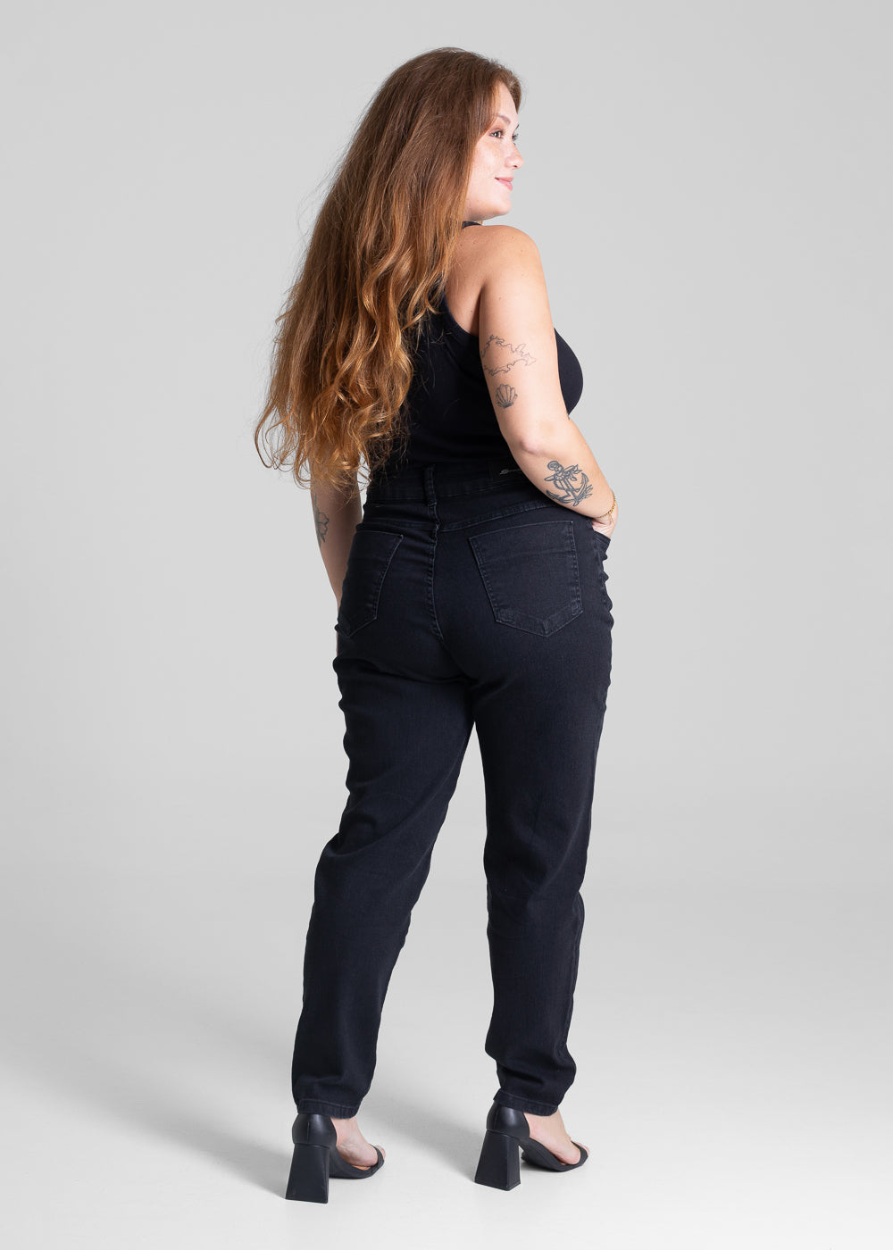 Calça Jeans Sawary Mom Plus Size - 281108 PRETO