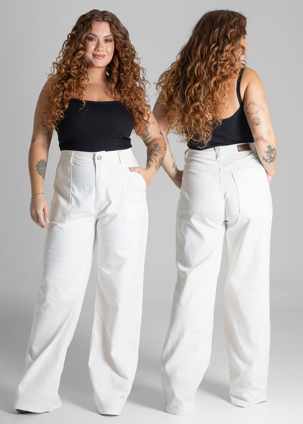 Calça Sarja Sawary Plus Size Wide Leg - 281114 PT