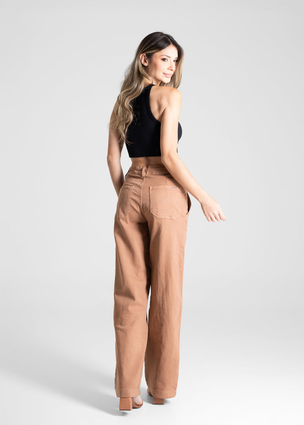 Calça Sarja Sawary Wide Leg - 281121 MARROM