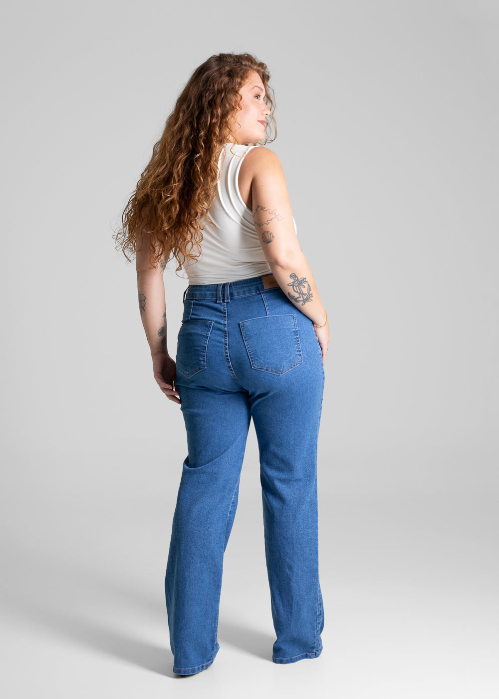 Calça Jeans Sawary Plus Size Reta - 281125 AZUL