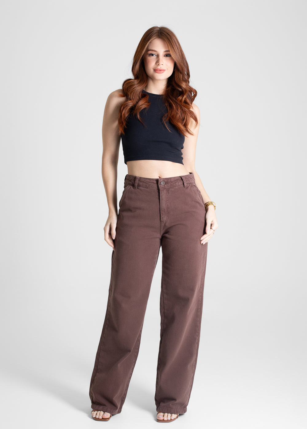 Calça Sarja Sawary Wide Leg - 281142 MARROM