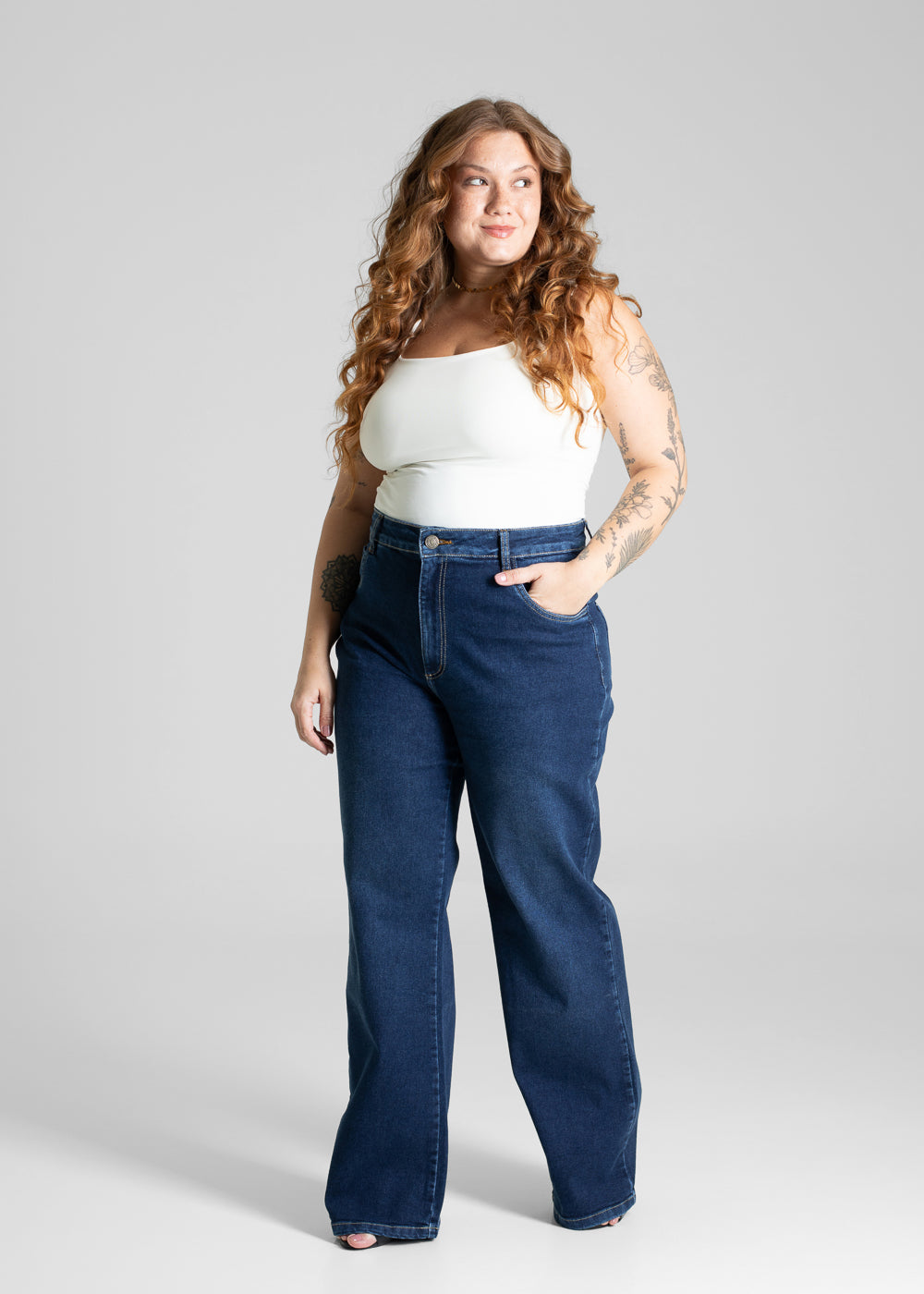 Calça Jeans Sawary Plus Size Wide Leg - 281144 AZUL