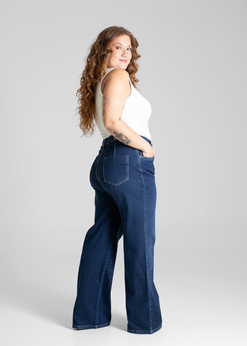Calça Jeans Sawary Plus Size Wide Leg - 281144 AZUL