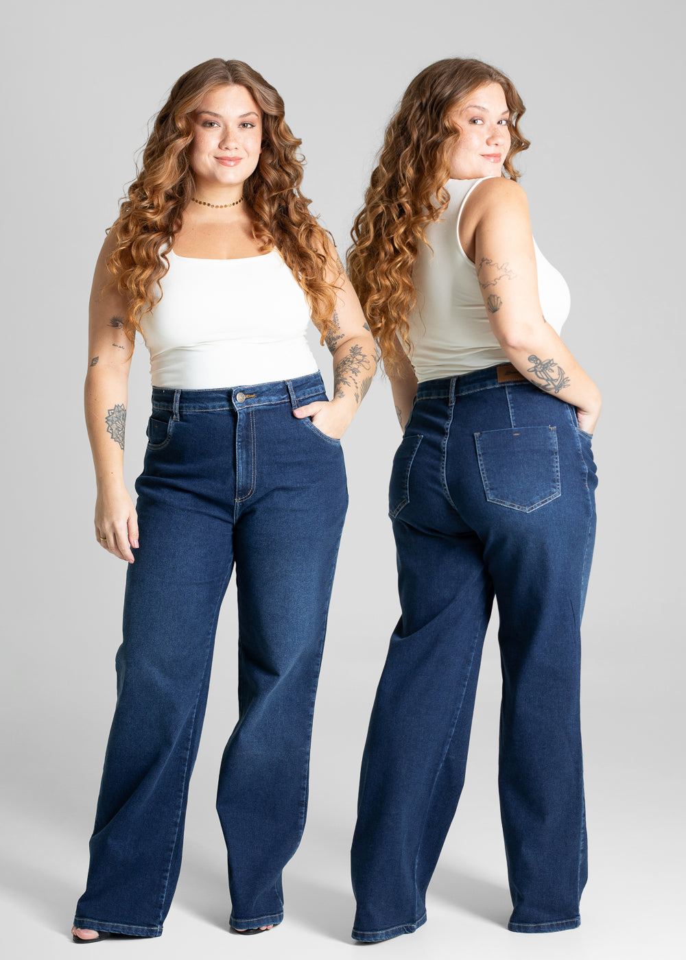 Calça Jeans Sawary Plus Size Wide Leg - 281144 AZUL