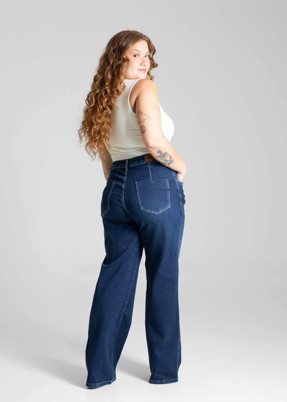 Calça Jeans Sawary Plus Size Wide Leg - 281144 AZUL