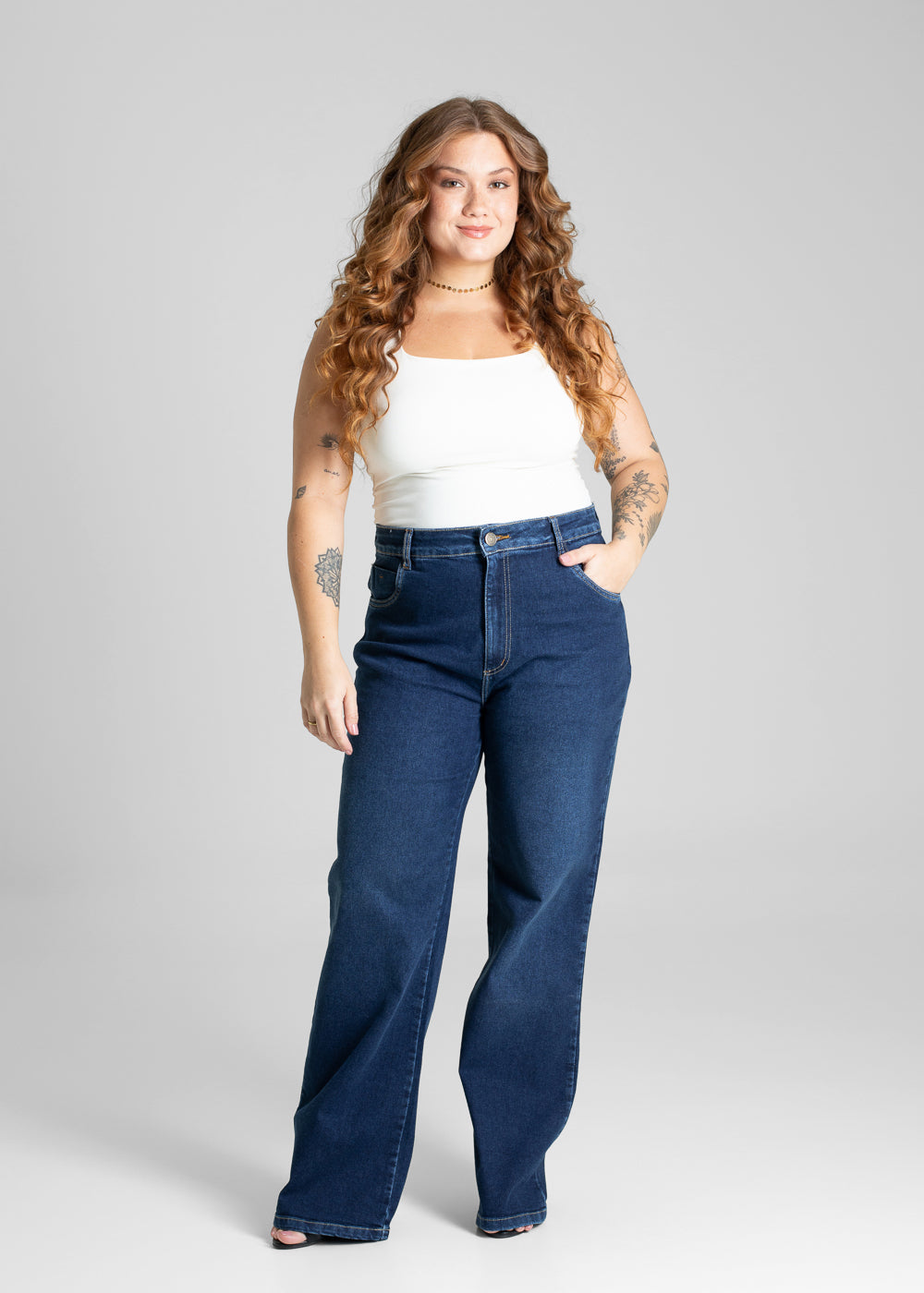 Calça Jeans Sawary Plus Size Wide Leg - 281144 AZUL