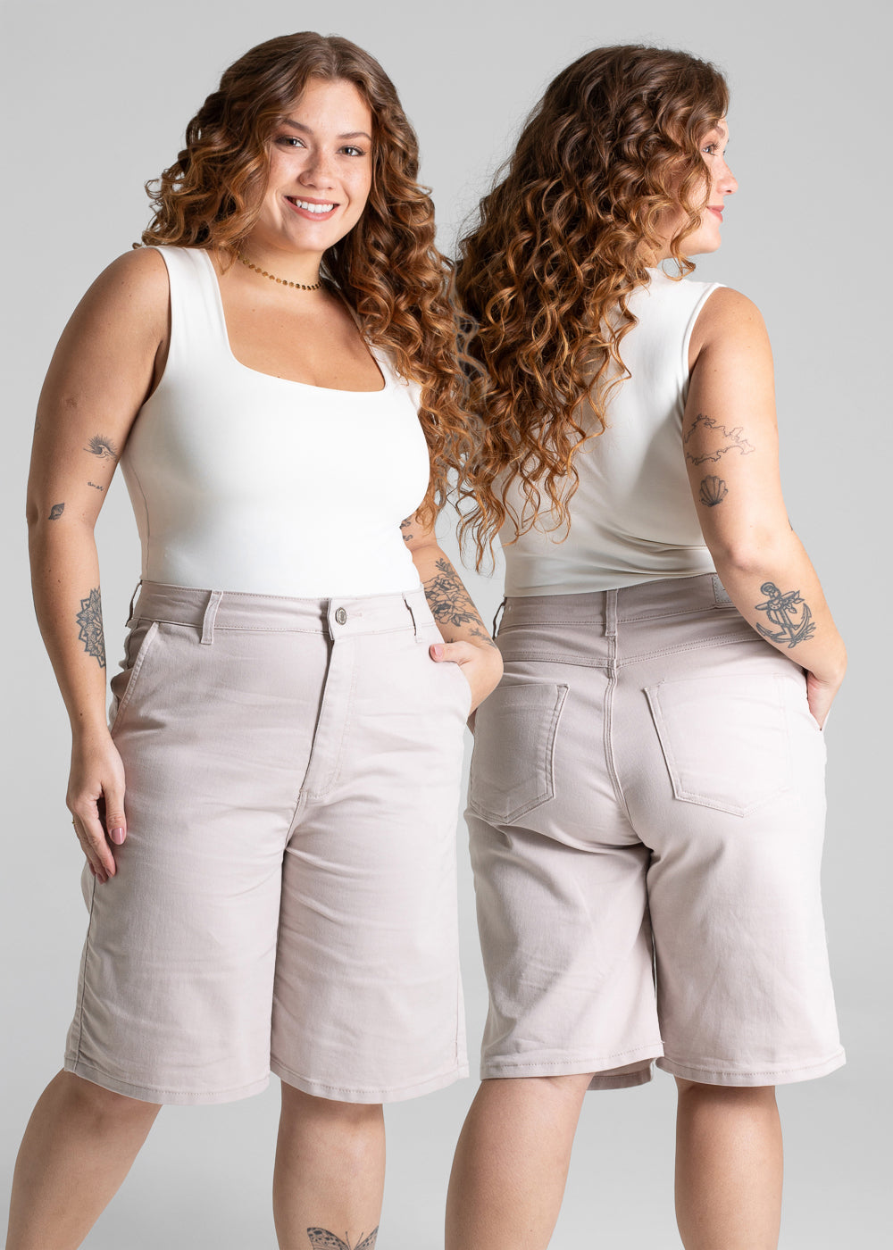 Bermuda Sarja Sawary Plus Size - 281145 BEGE