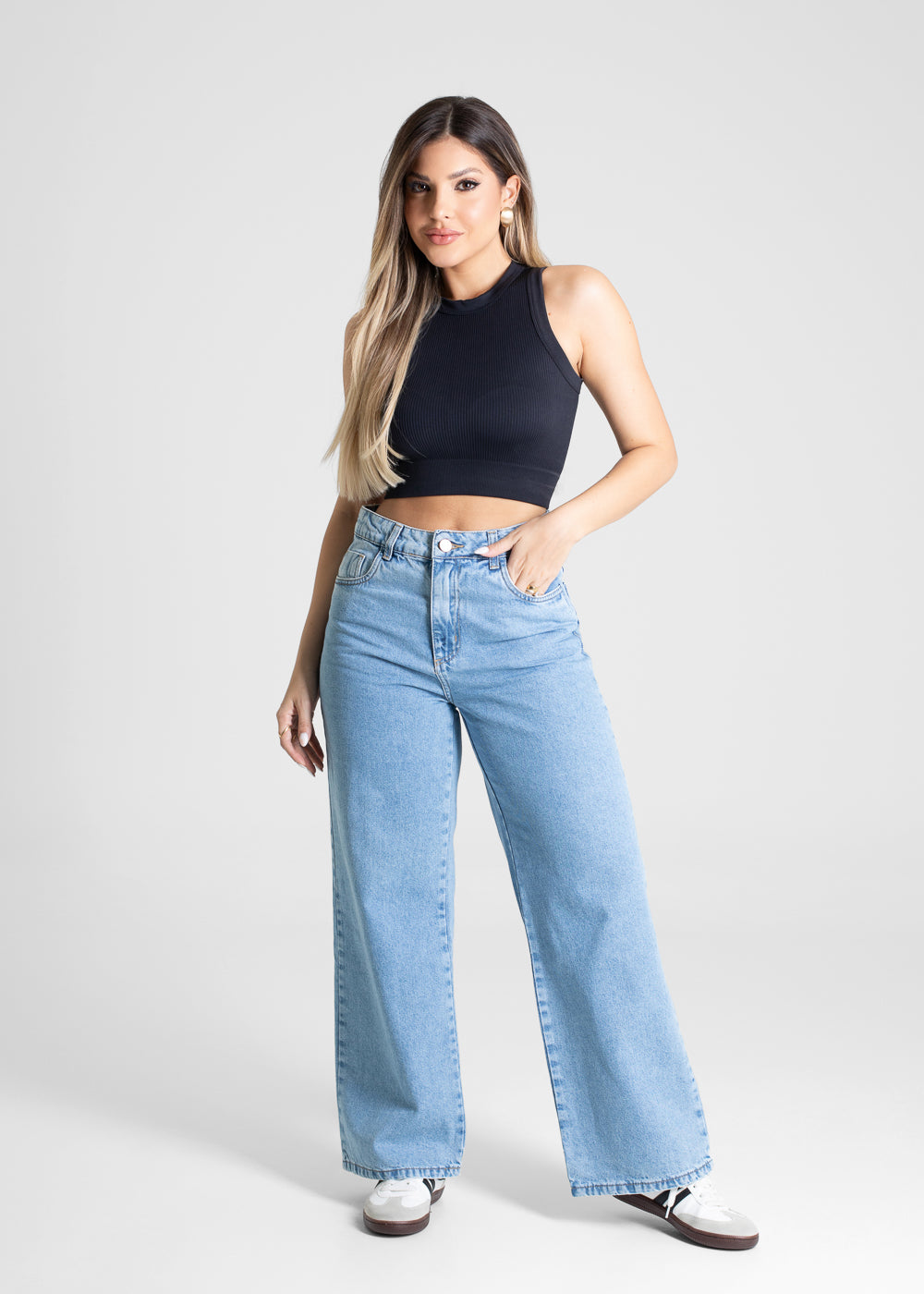 Calça Jeans Sawary Wide Leg Petit - 281151 AZUL
