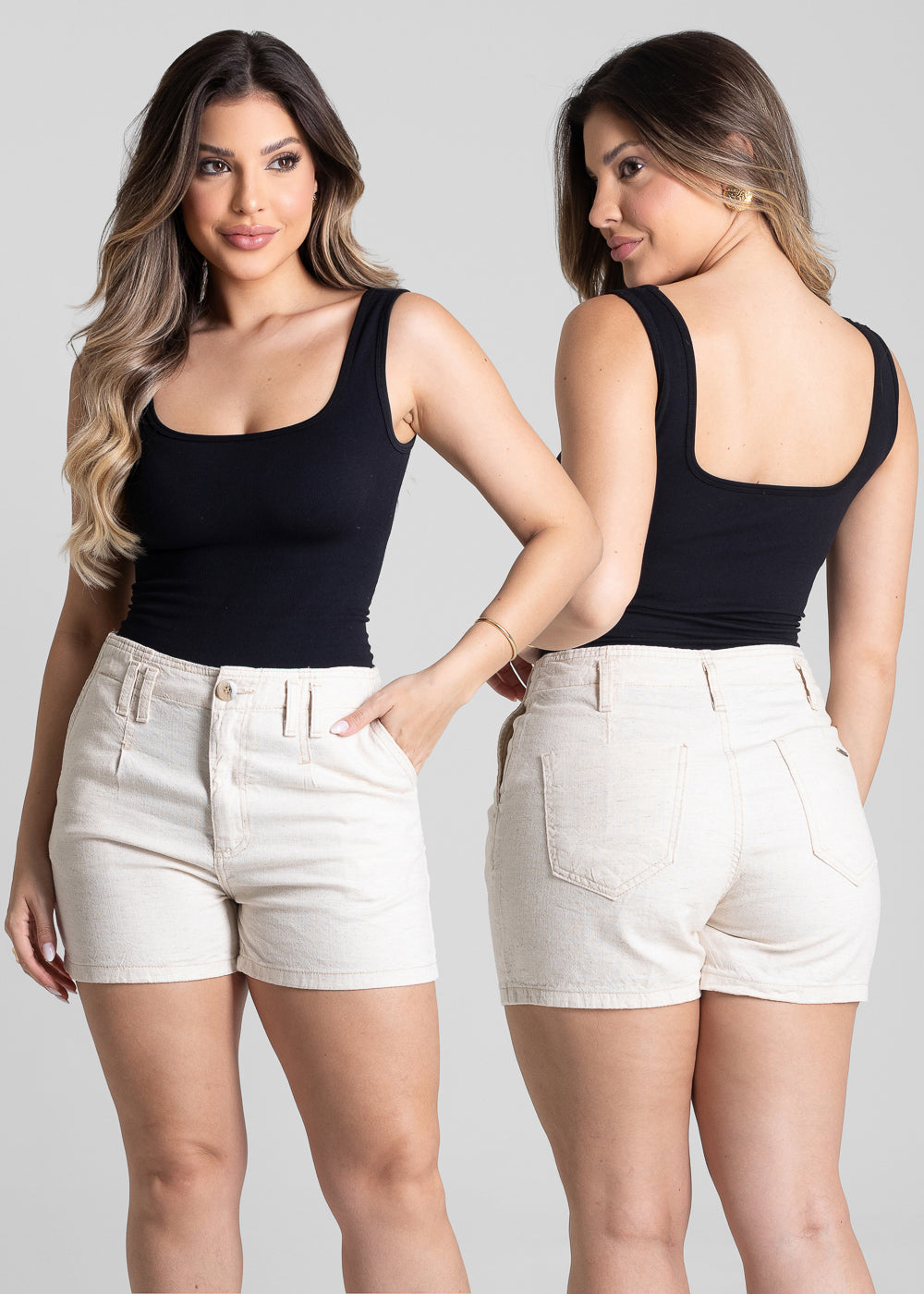 Shorts Linho Sawary - 281173 OFF WHITE