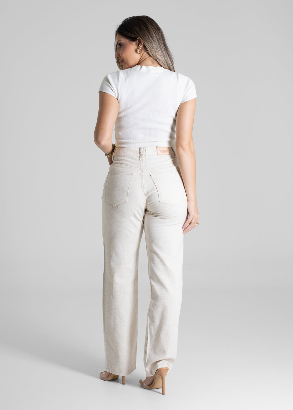 Calça Linho Sawary Reta - 281175 OFF WHITE