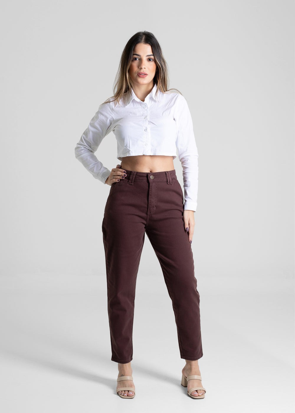 Calça Sarja Sawary Mom - 281212 MARROM