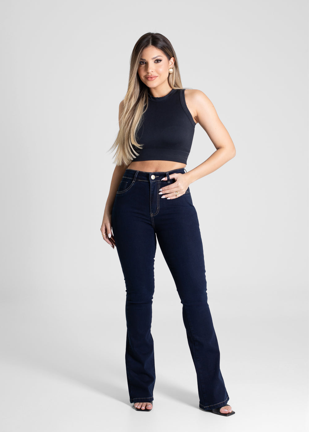 Calça Jeans Sawary Super Lipo Boot Cut - 281227 PRETO