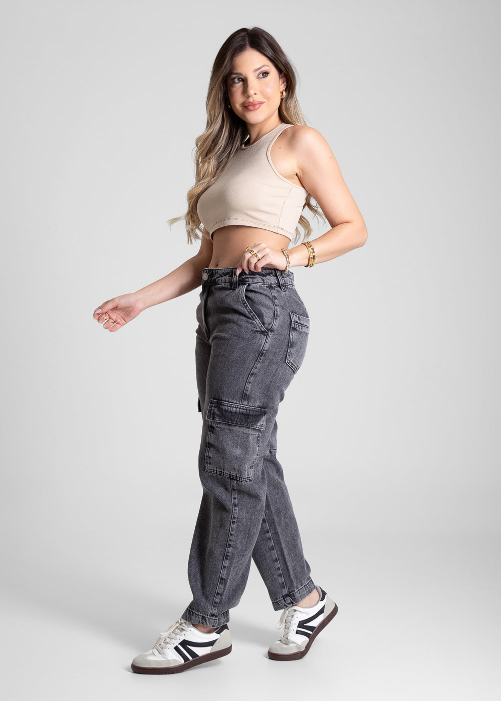 Calça Jeans Sawary Barrel - 281254 PRETO