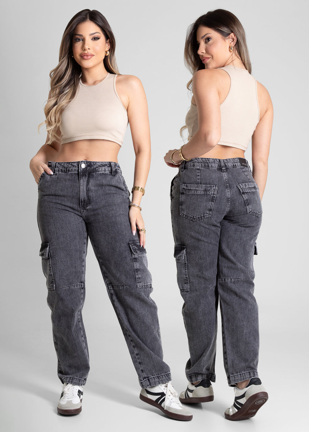 Calça Jeans Sawary Barrel - 281254 PRETO