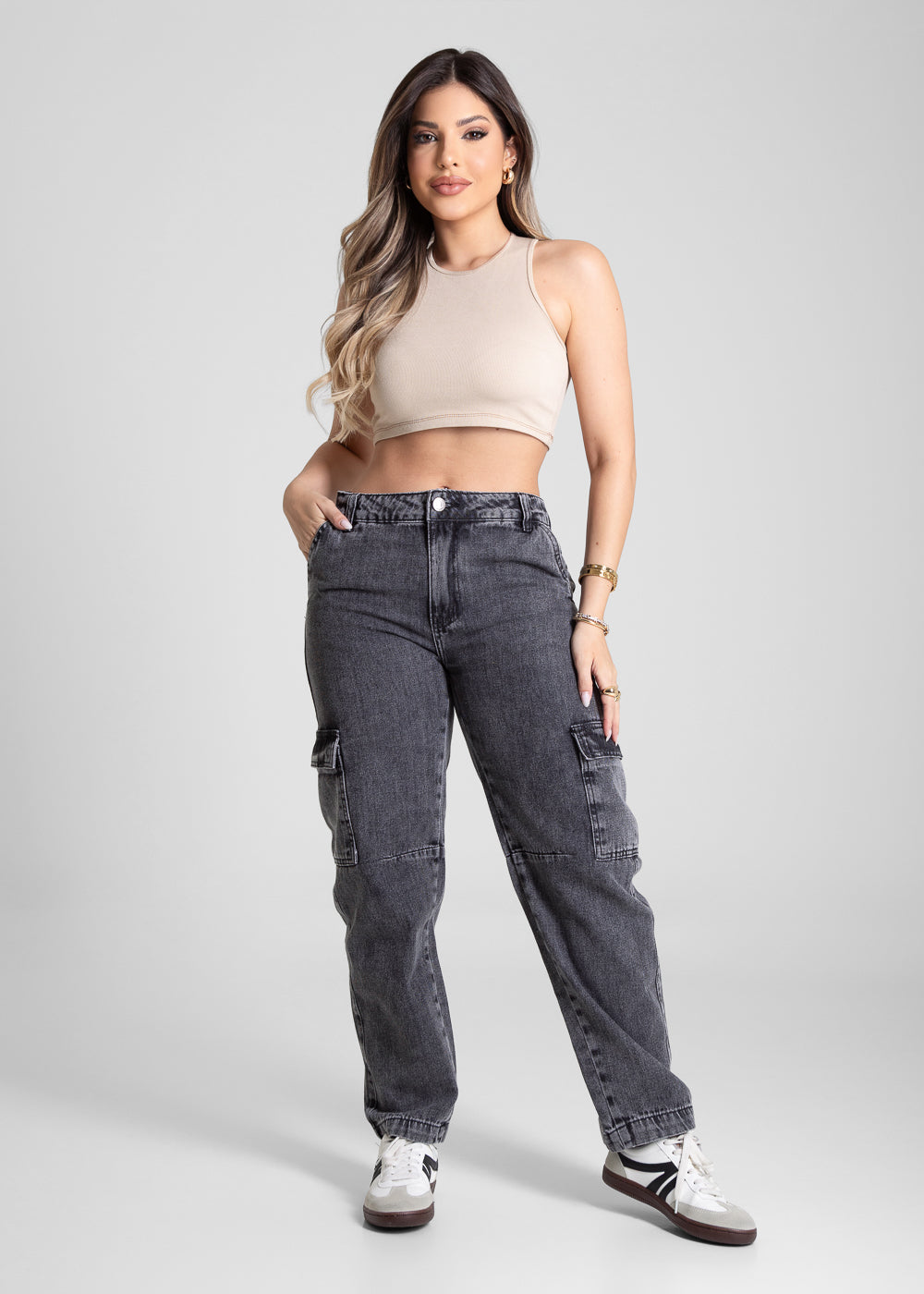 Calça Jeans Sawary Barrel - 281254 PRETO