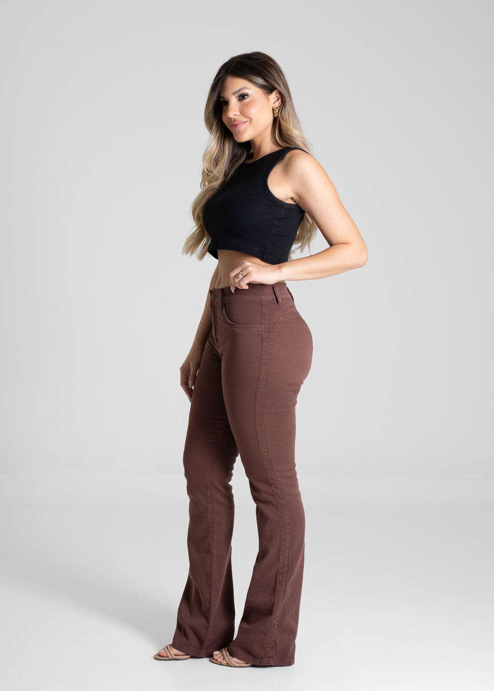 Calça Sarja Sawary Boot Cut - 281311 MARROM