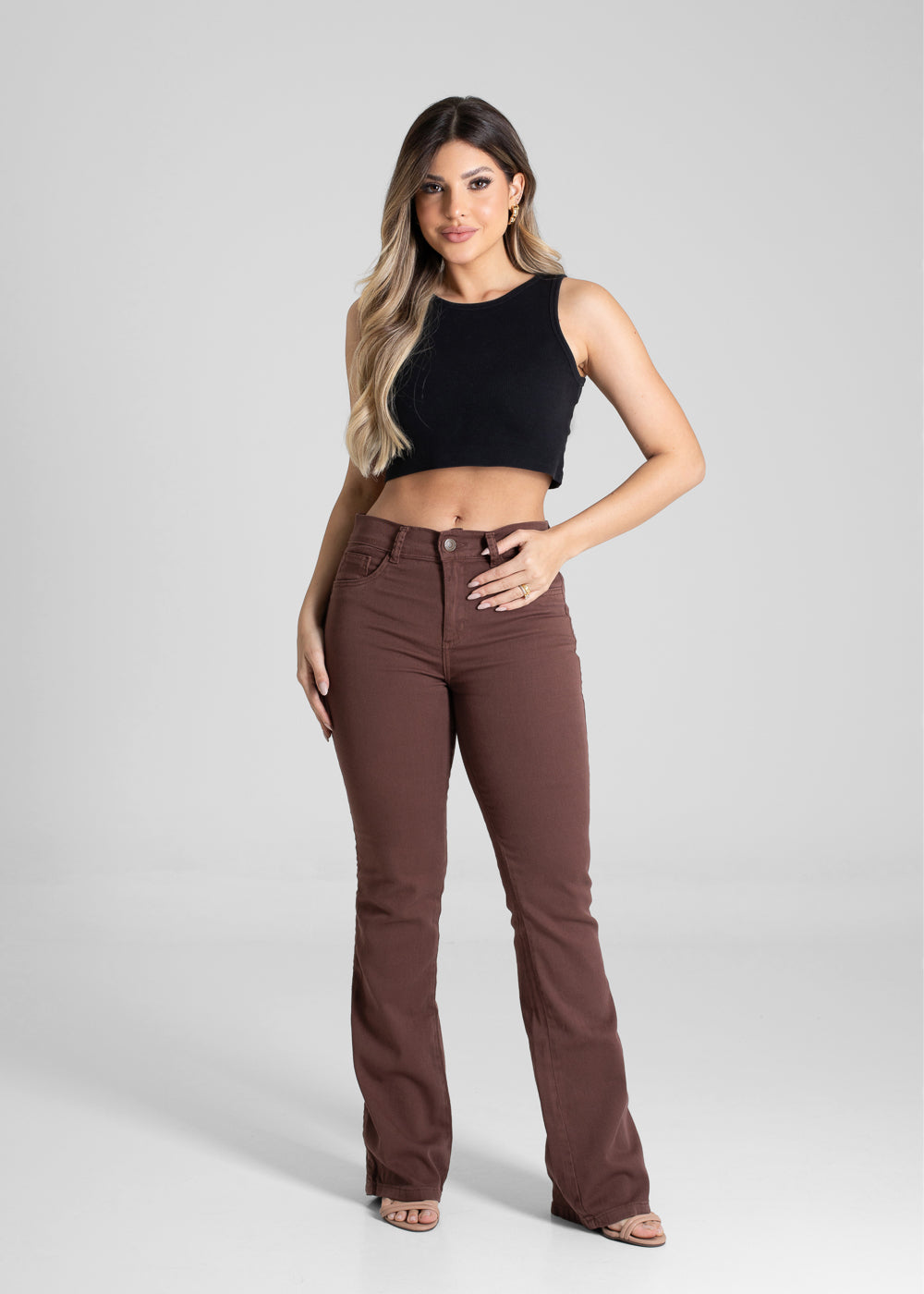 Calça Sarja Sawary Boot Cut - 281311 MARROM