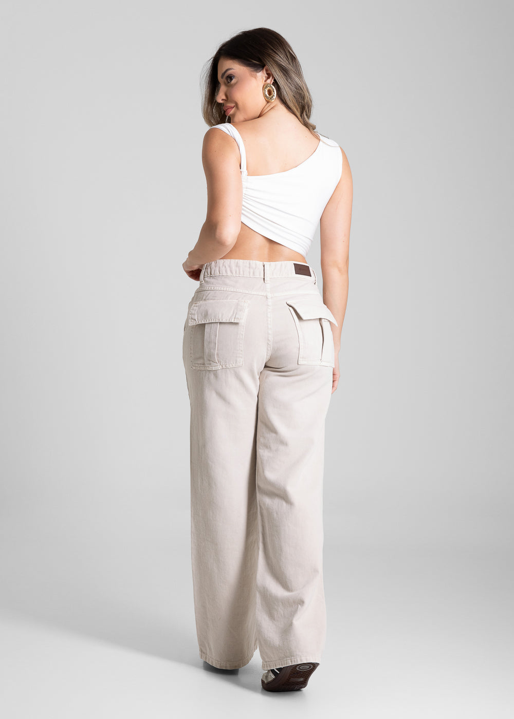 Calça Sarja Sawary Wide Leg Petit - 281366 BEGE