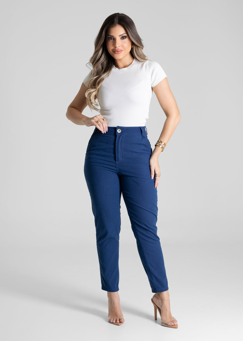 Calça Linho Sawary Mom - 281413 AZUL