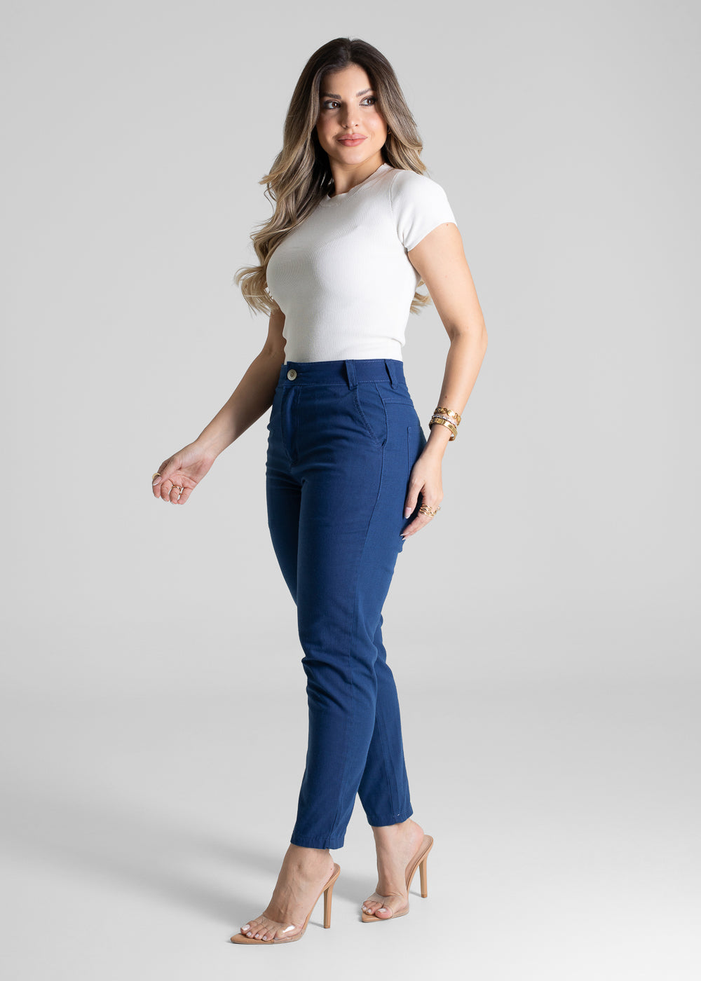 Calça Linho Sawary Mom - 281413 AZUL