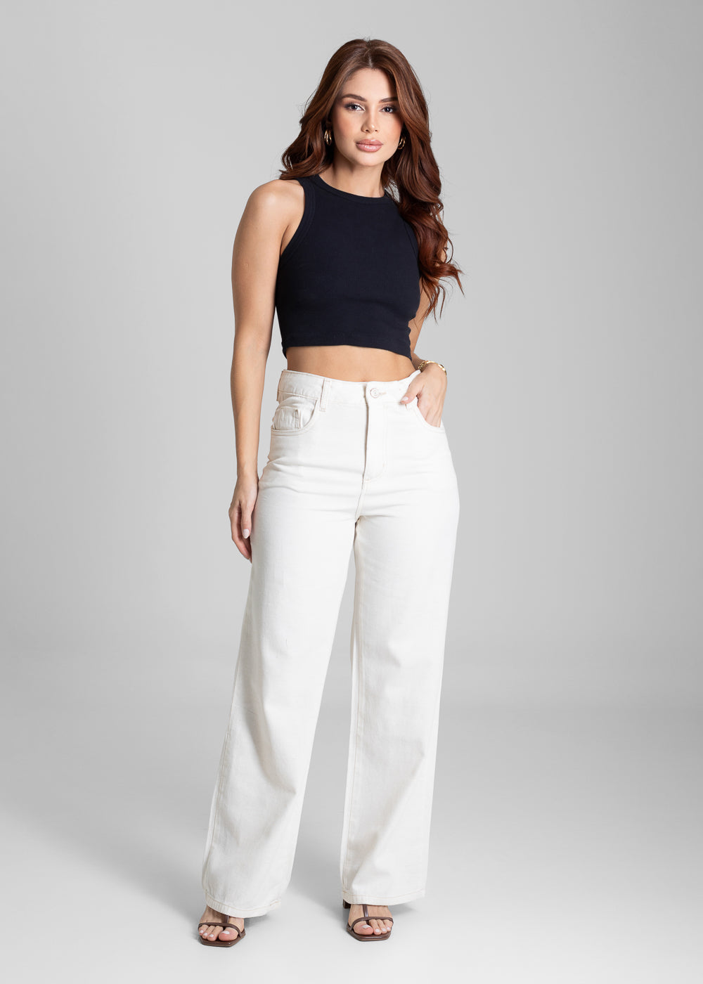 Calça Linho Sawary Wide Leg Petit - 281426 OFF WHITE