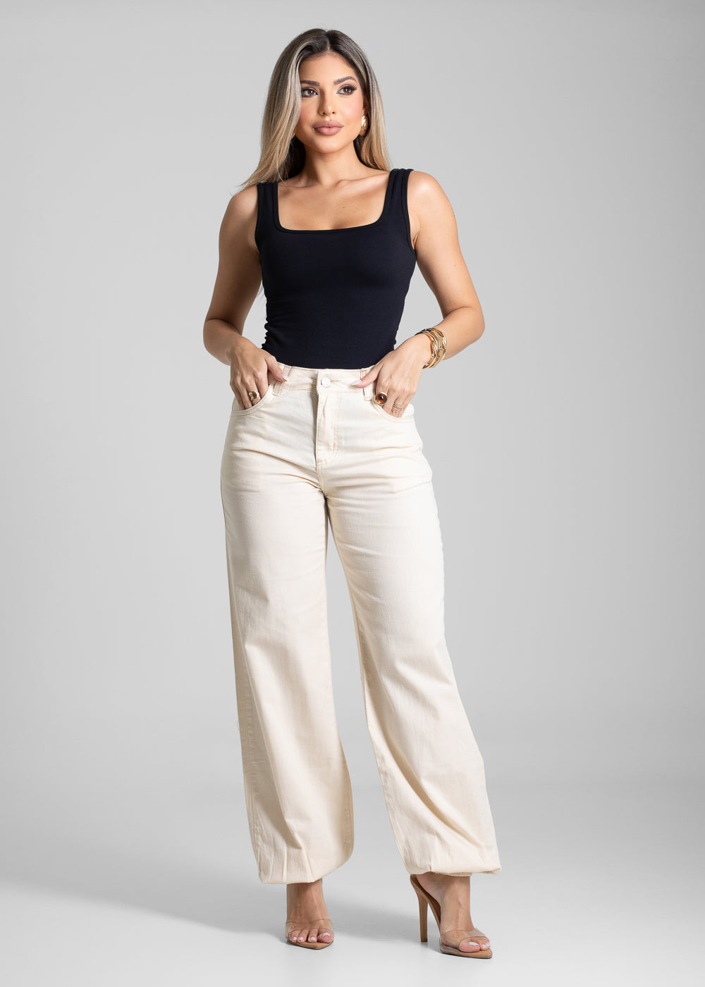 Calça Sarja Sawary Balonê - 281472 OFF WHITE