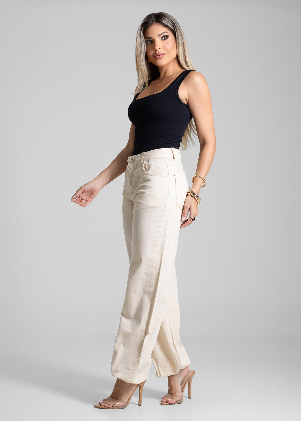 Calça Sarja Sawary Balonê - 281472 OFF WHITE