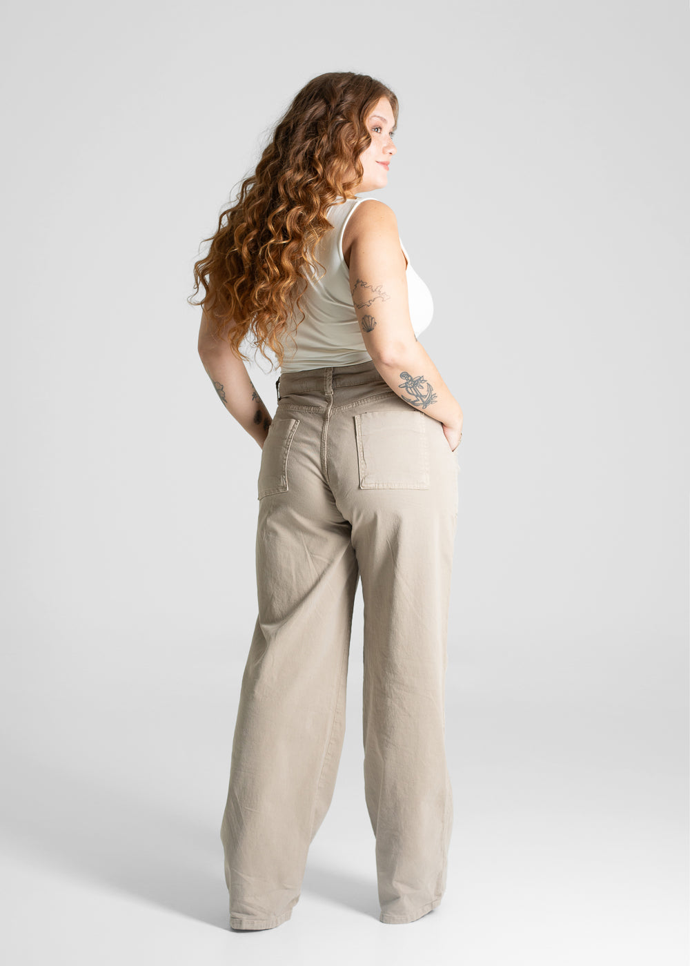 Calça Sarja Sawary Plus Size Wide Leg - 281486 BEGE