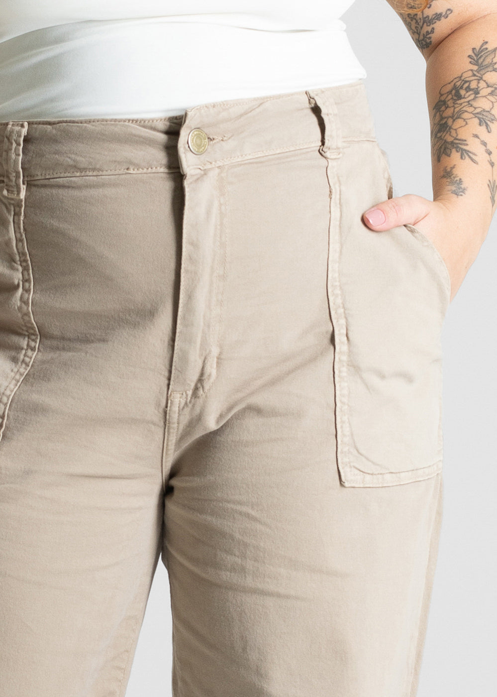 Calça Sarja Sawary Plus Size Wide Leg - 281486 BEGE