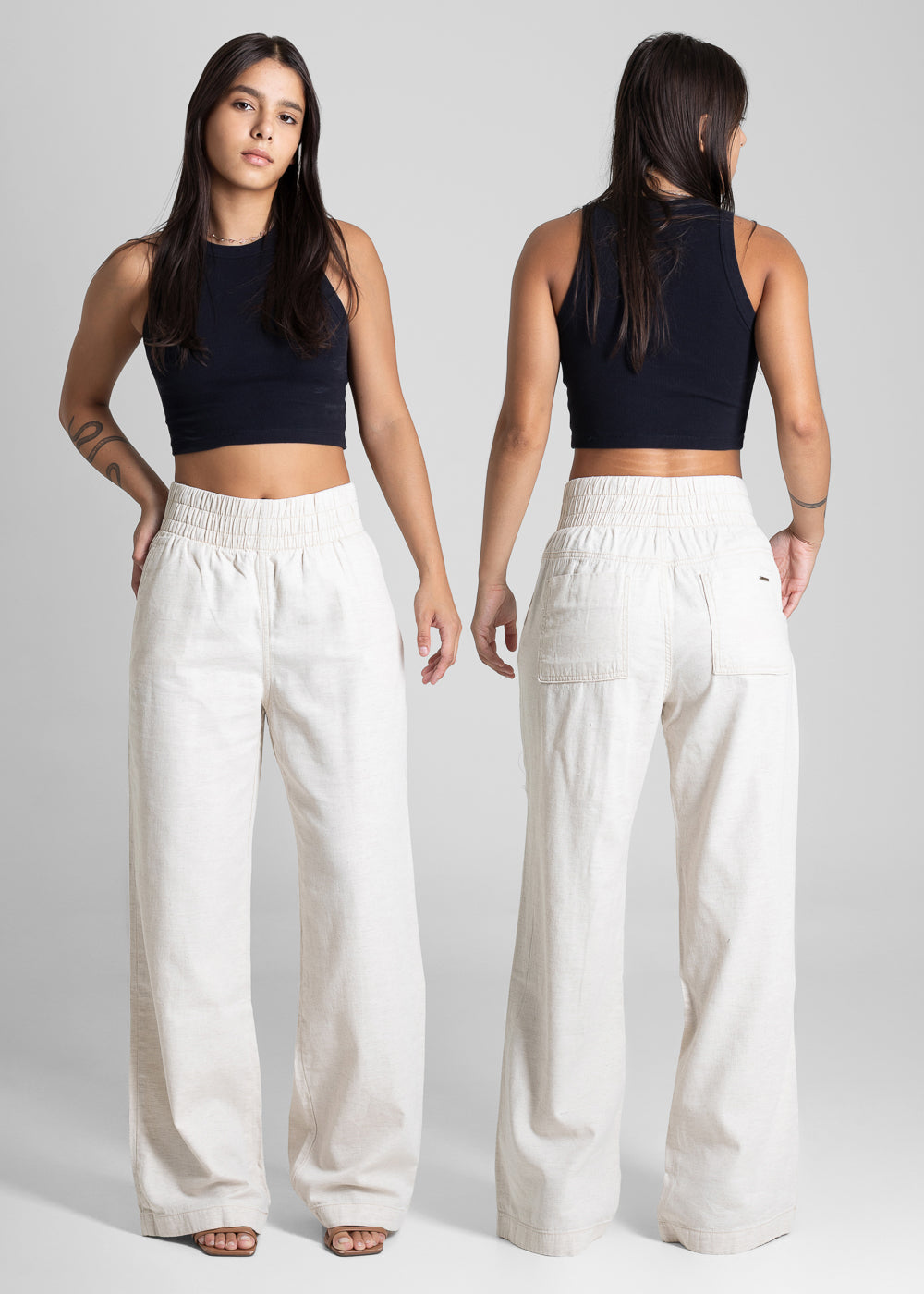 Calça Linho Sawary Wide Leg - 281507 OFF WHITE