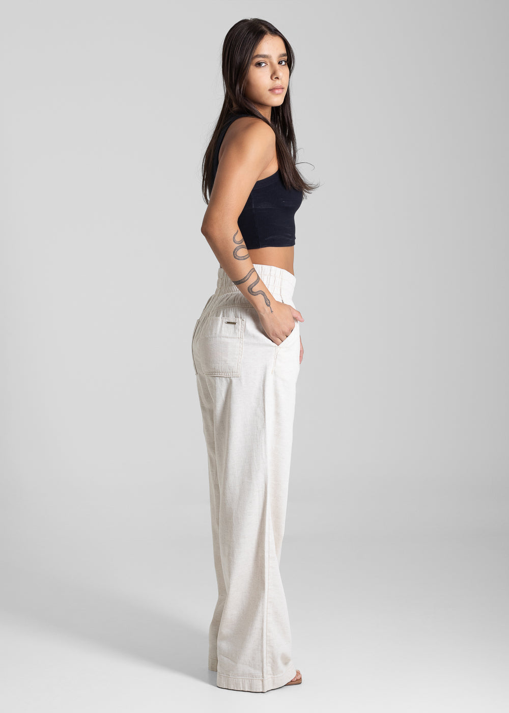 Calça Linho Sawary Wide Leg - 281507 OFF WHITE