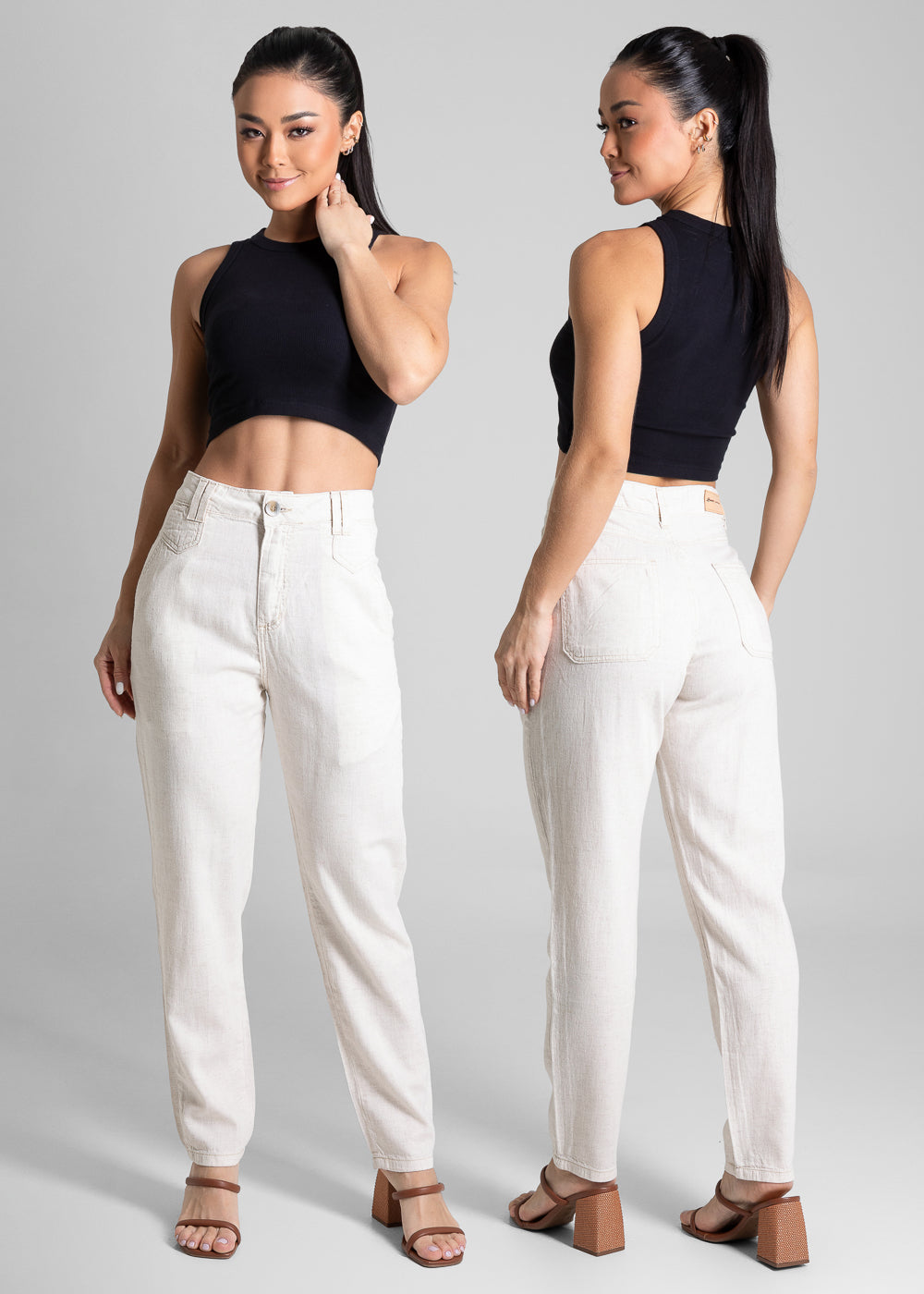 Calça Linho Sawary Mom - 281511 OFF WHITE