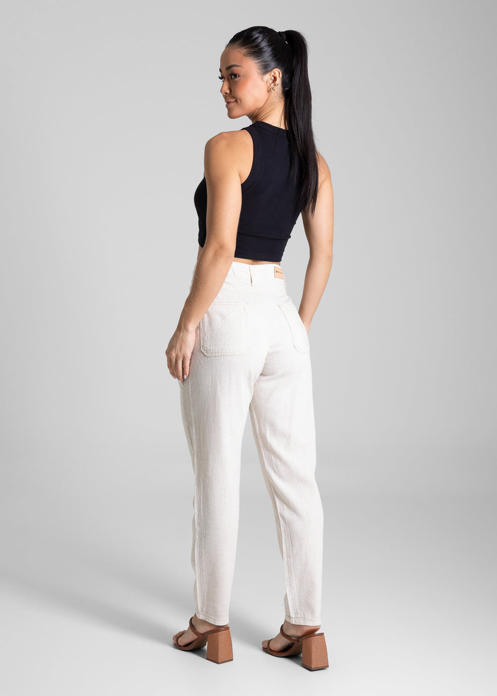 Calça Linho Sawary Mom - 281511 OFF WHITE