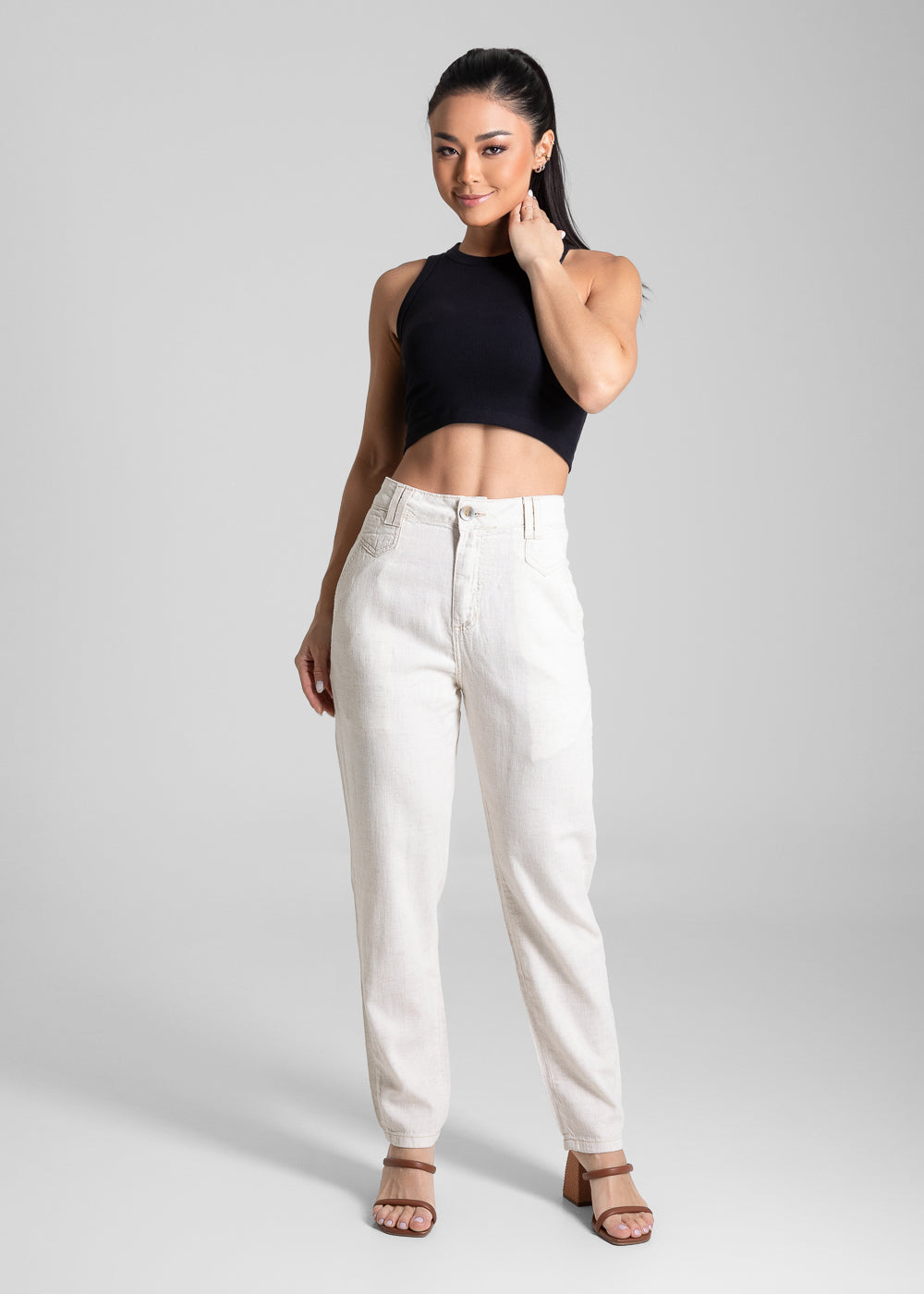 Calça Linho Sawary Mom - 281511 OFF WHITE