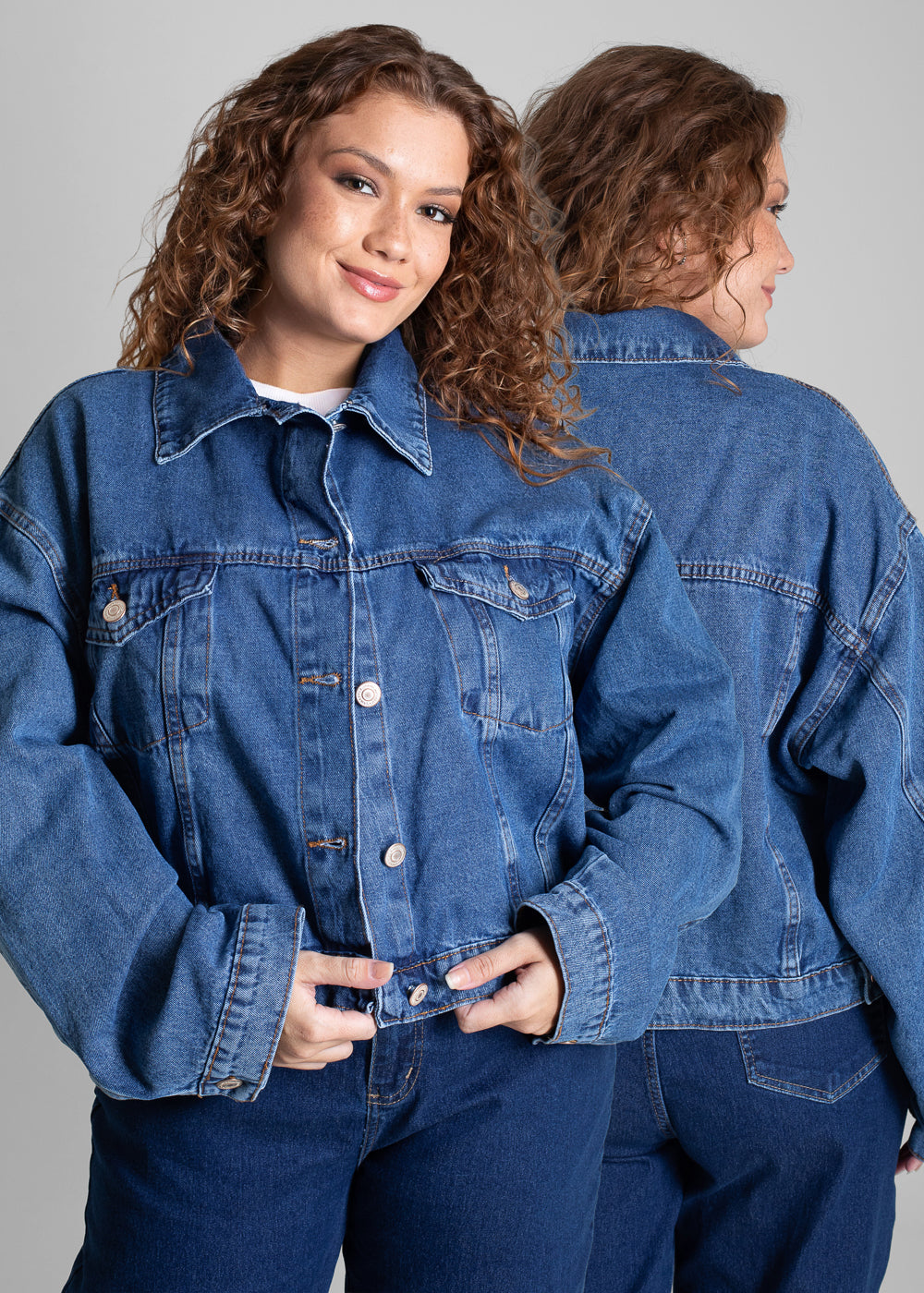 JULYNINE gray denim サイズM Jaqueta Jeans Sawary Plus Size - 281514 AZUL