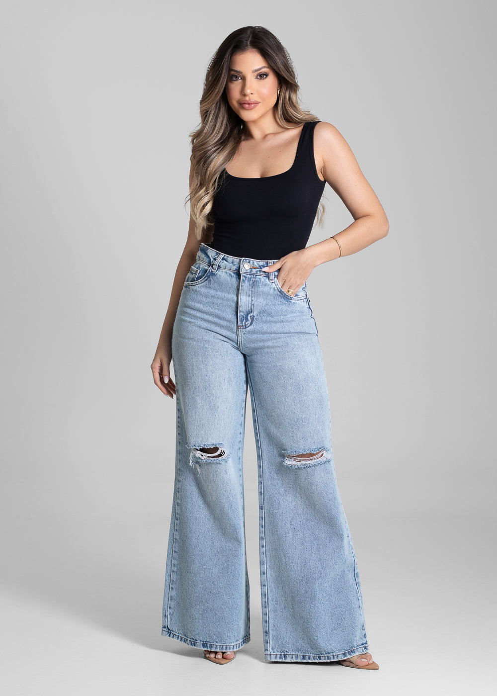 Calça Jeans Sawary Extra Wide Leg - 281544 AZUL