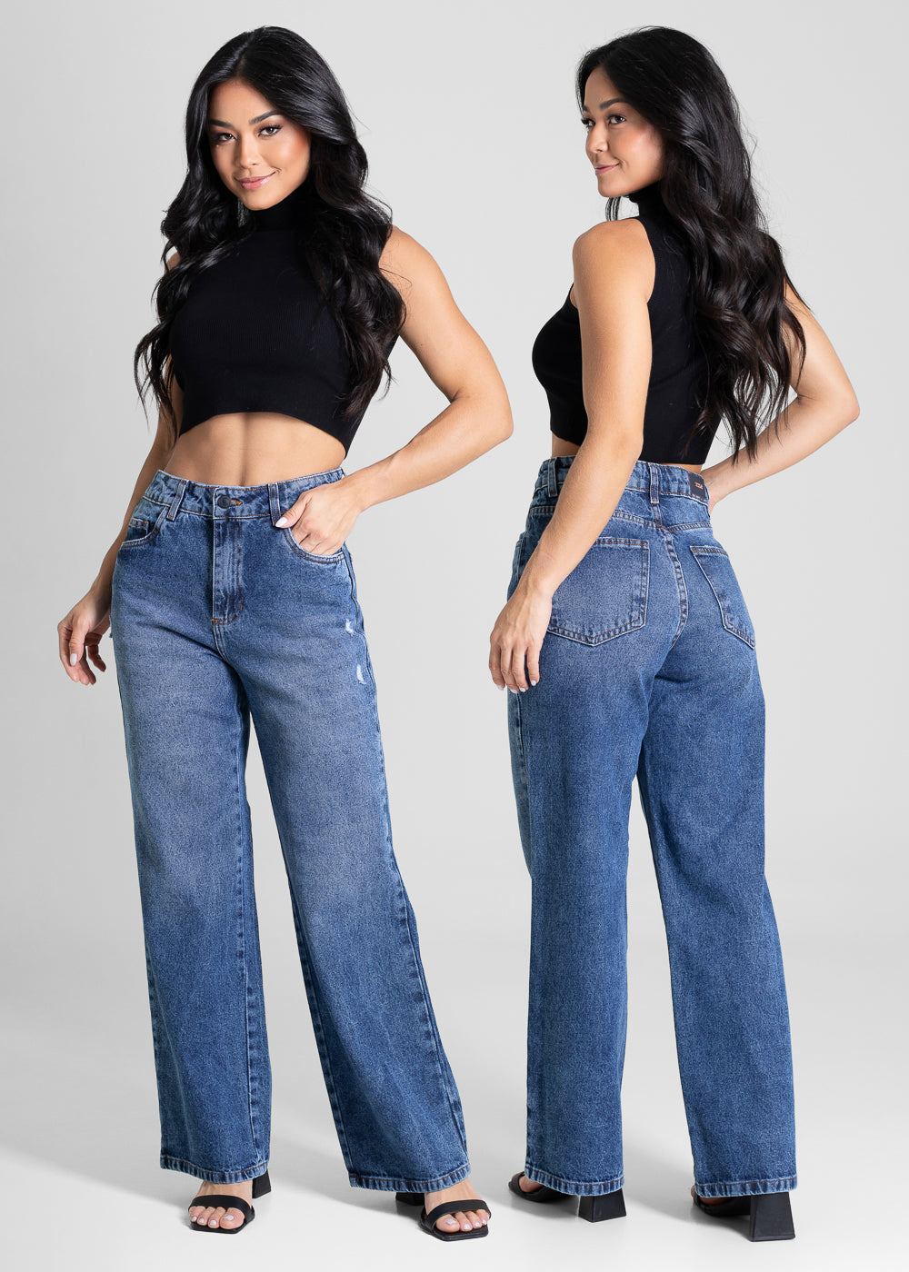 Calça Jeans Sawary Wide Leg Petit - 281545 AZUL
