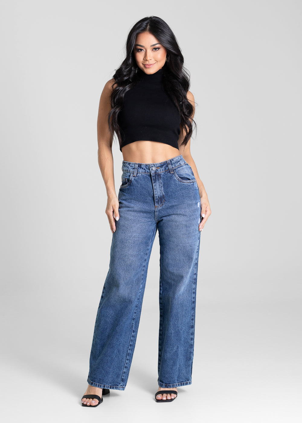 Calça Jeans Sawary Wide Leg Petit - 281545 AZUL