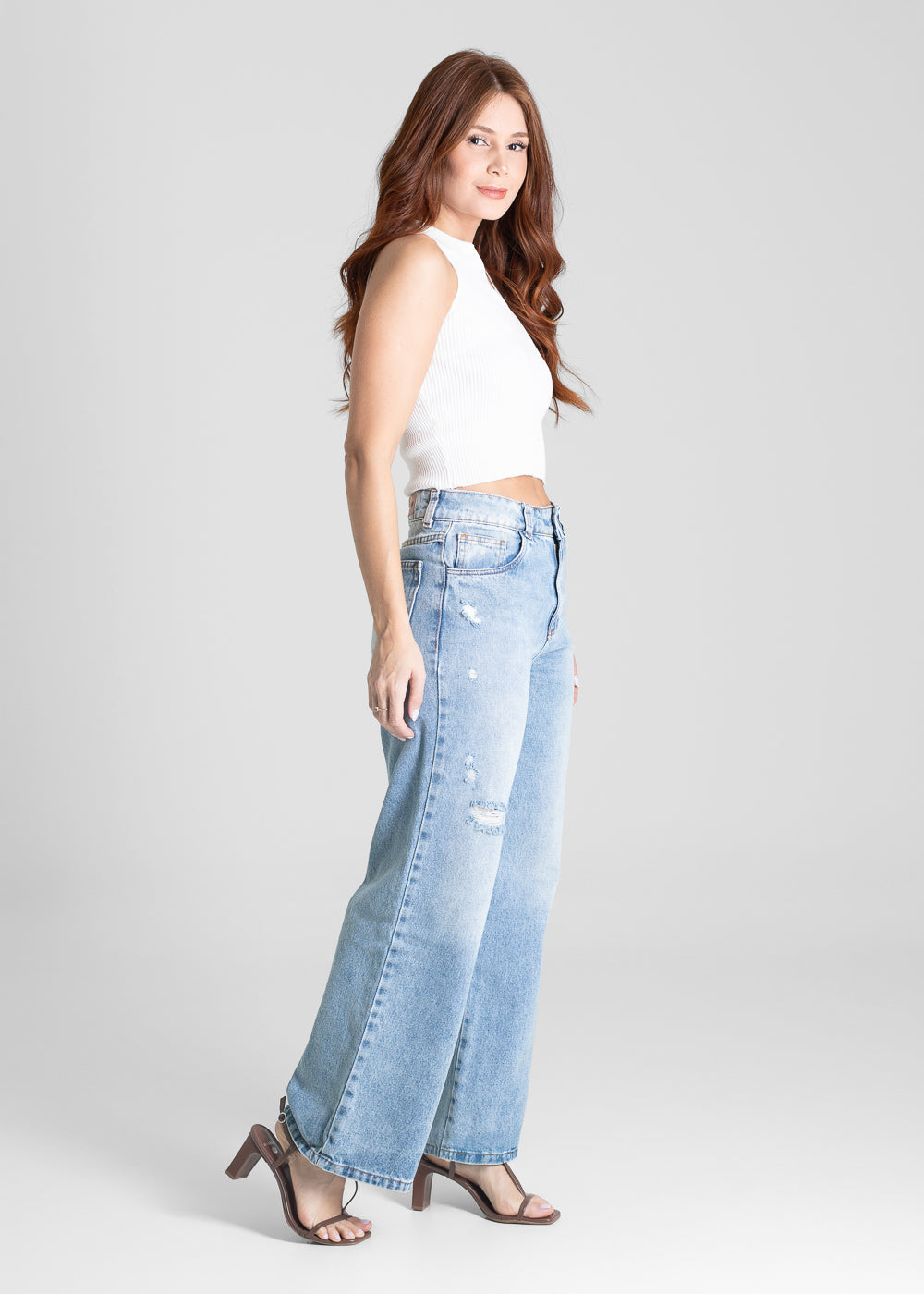 Calça Jeans Sawary Wide Leg Petit - 281550 AZUL