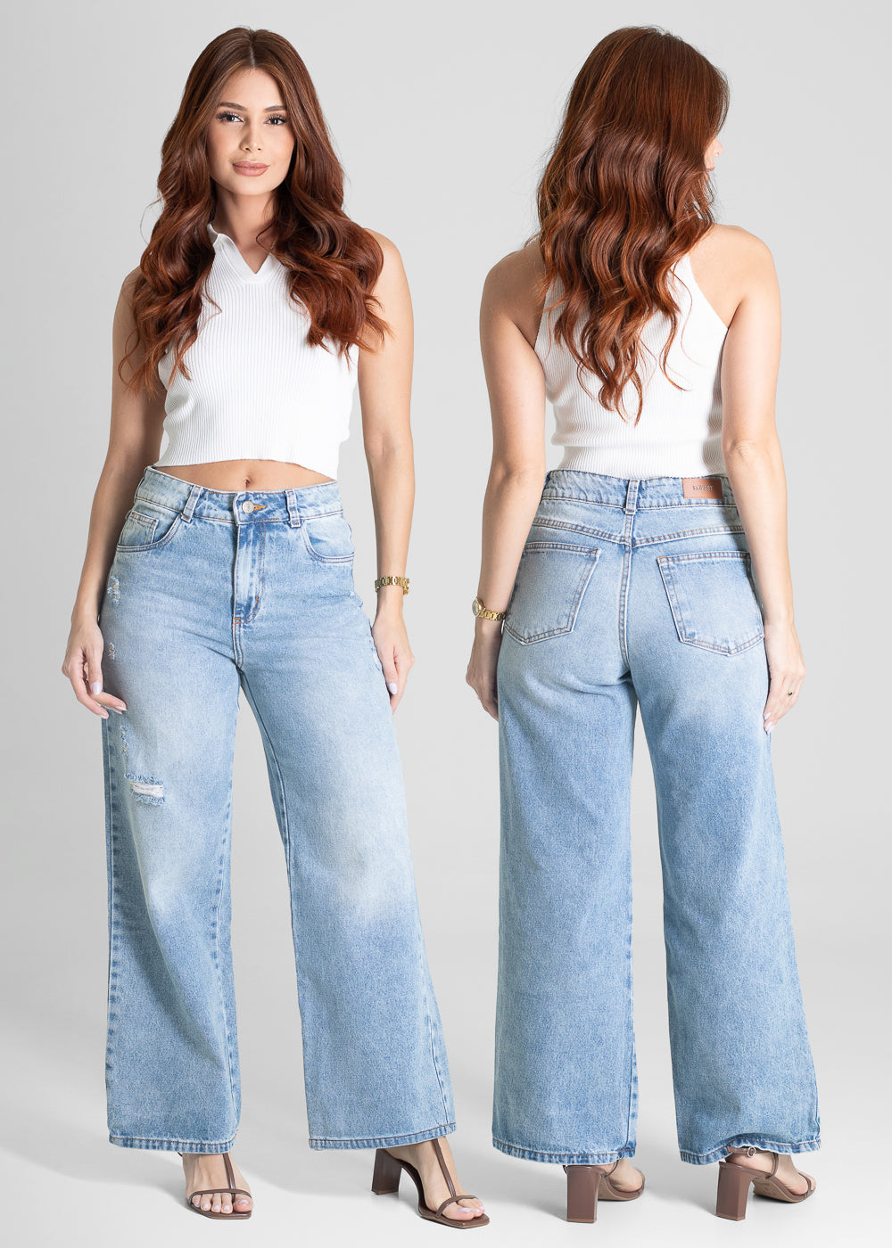Calça Jeans Sawary Wide Leg Petit - 281550 AZUL