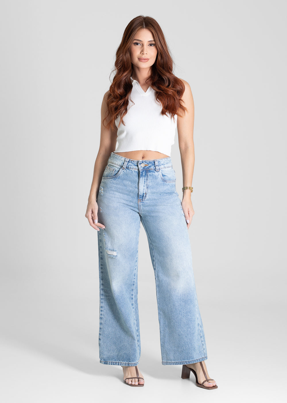 Calça Jeans Sawary Wide Leg Petit - 281550 AZUL