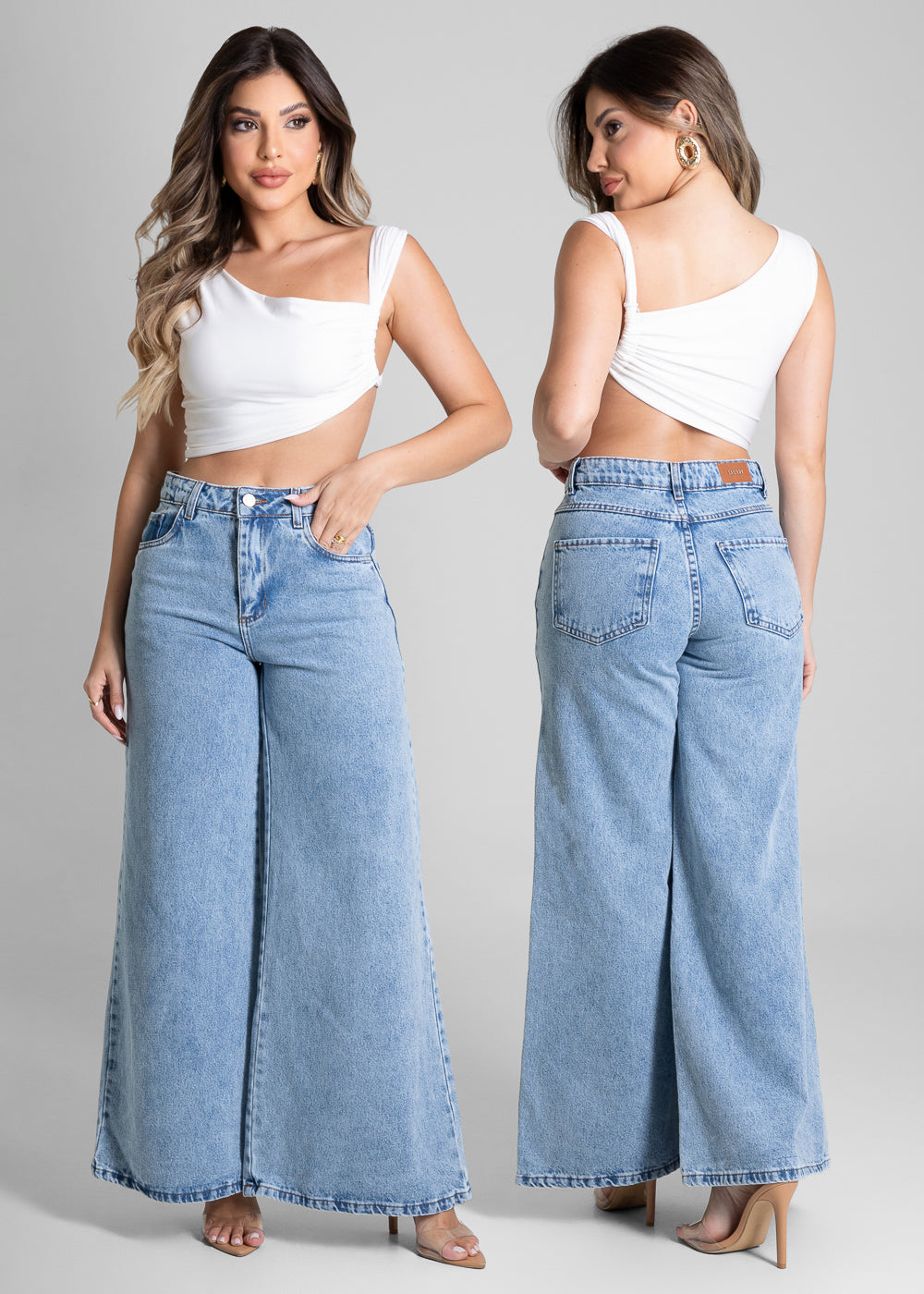 Calça Jeans Sawary Super Wide Leg - 281553 AZUL