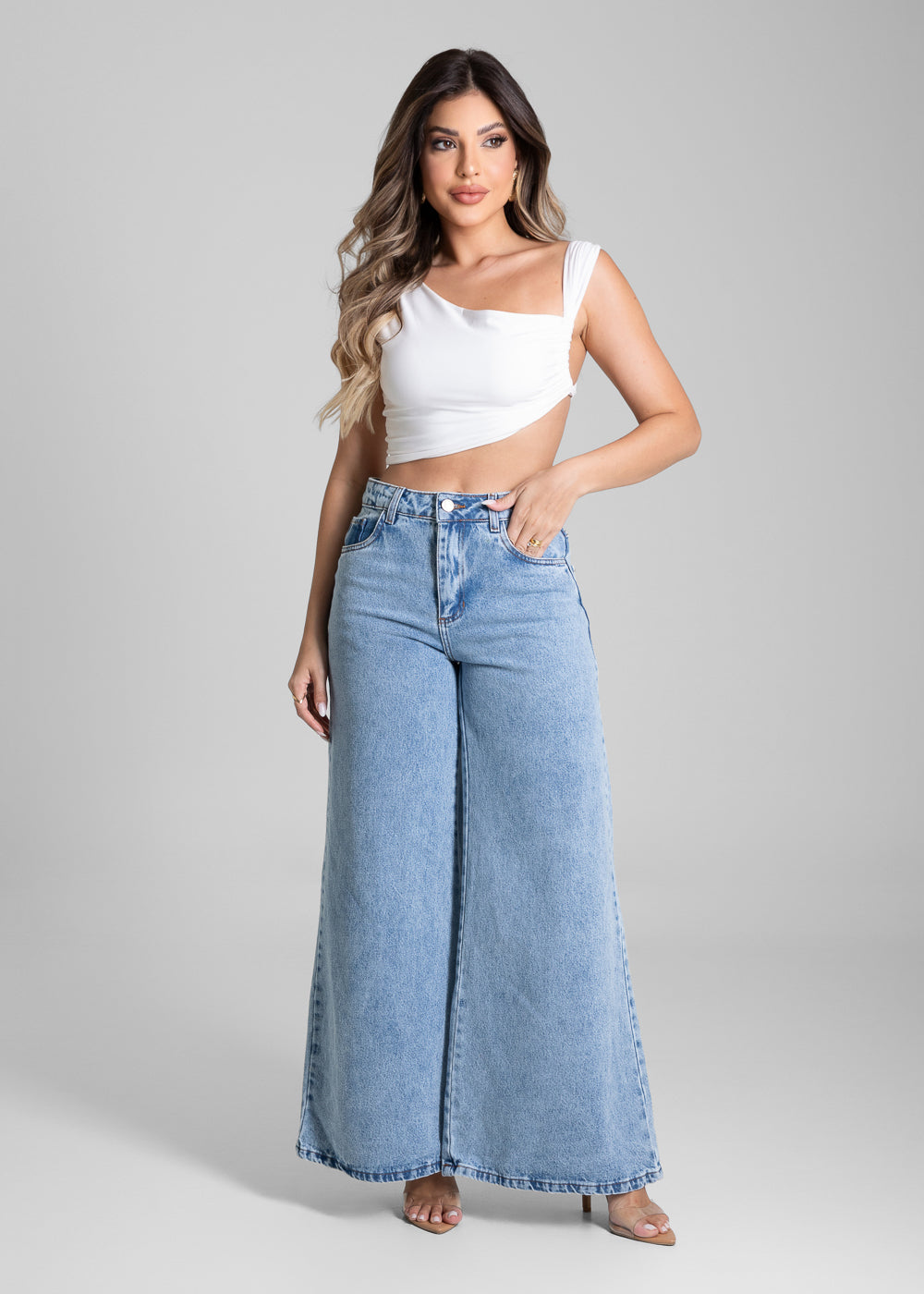 Calça Jeans Sawary Super Wide Leg - 281553 AZUL