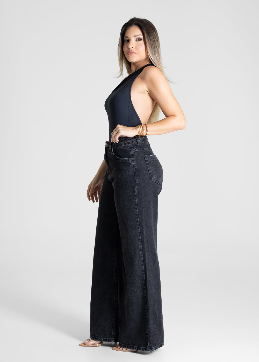 Calça Jeans Sawary Pantalona - 281584 PRETO