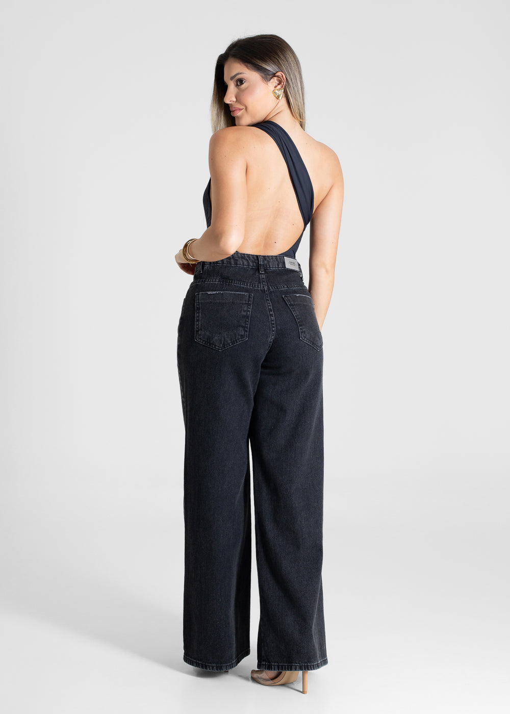 Calça Jeans Sawary Pantalona - 281584 PRETO