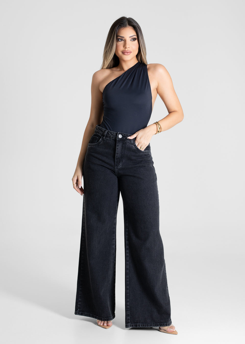 Calça Jeans Sawary Pantalona - 281584 PRETO
