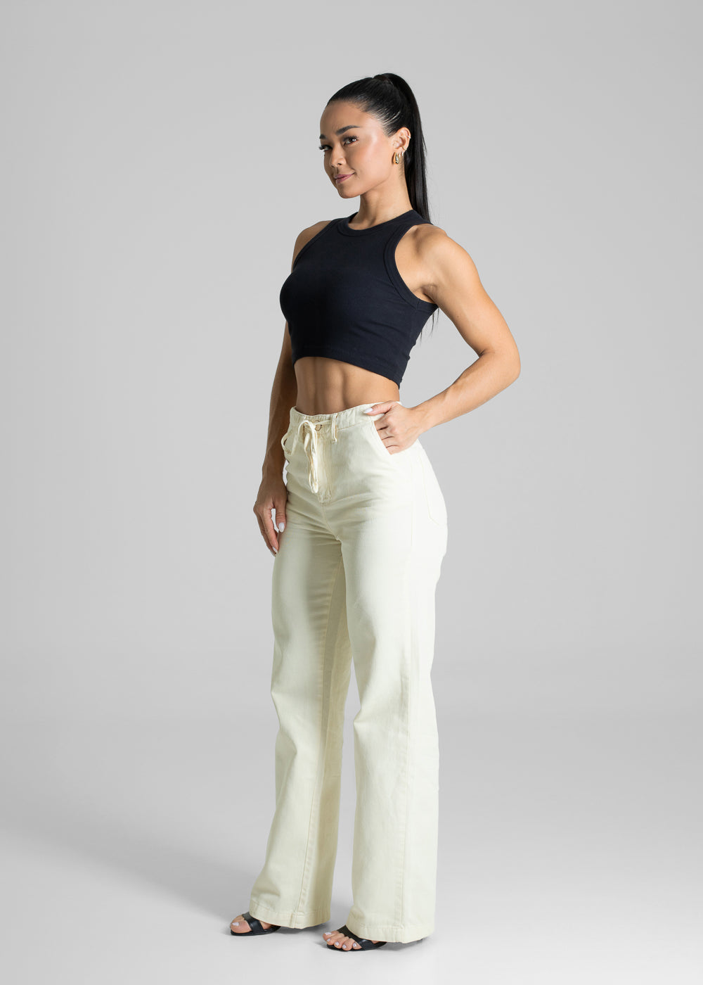 Calça Sarja Sawary Wide Leg - 281585 AMARELO