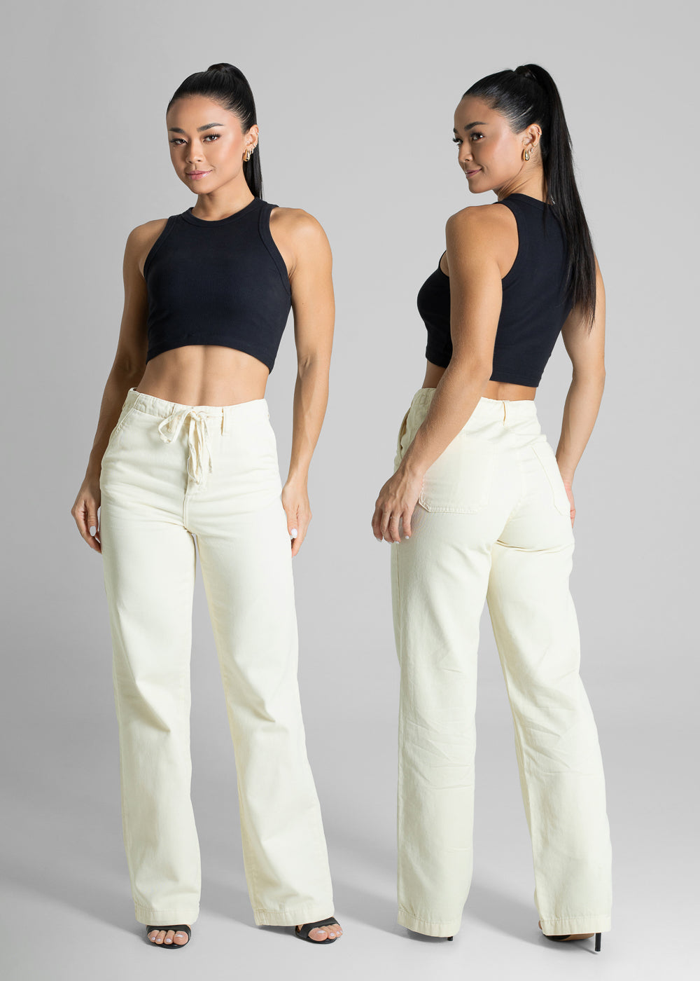 Calça Sarja Sawary Wide Leg - 281585 AMARELO