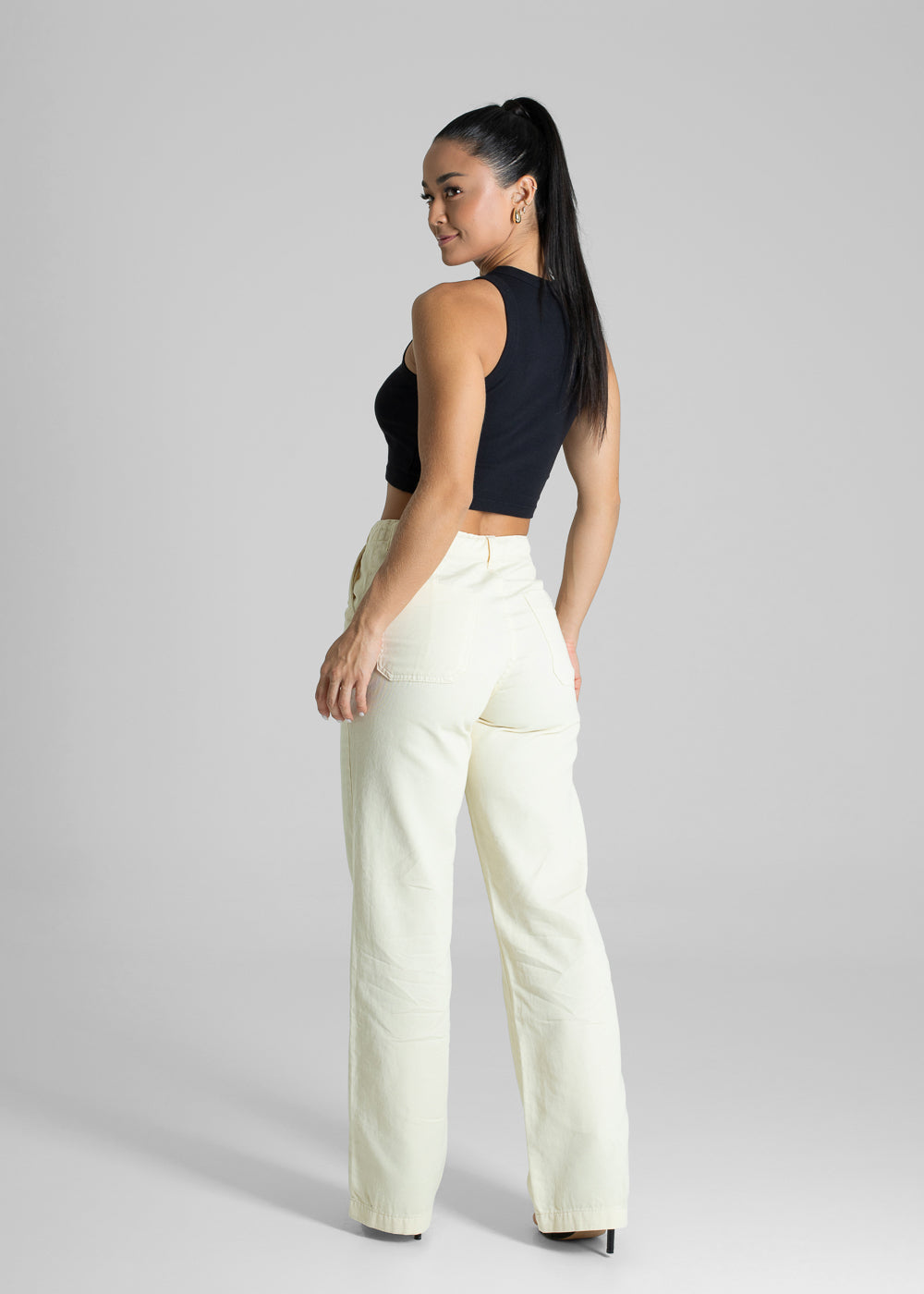 Calça Sarja Sawary Wide Leg - 281585 AMARELO