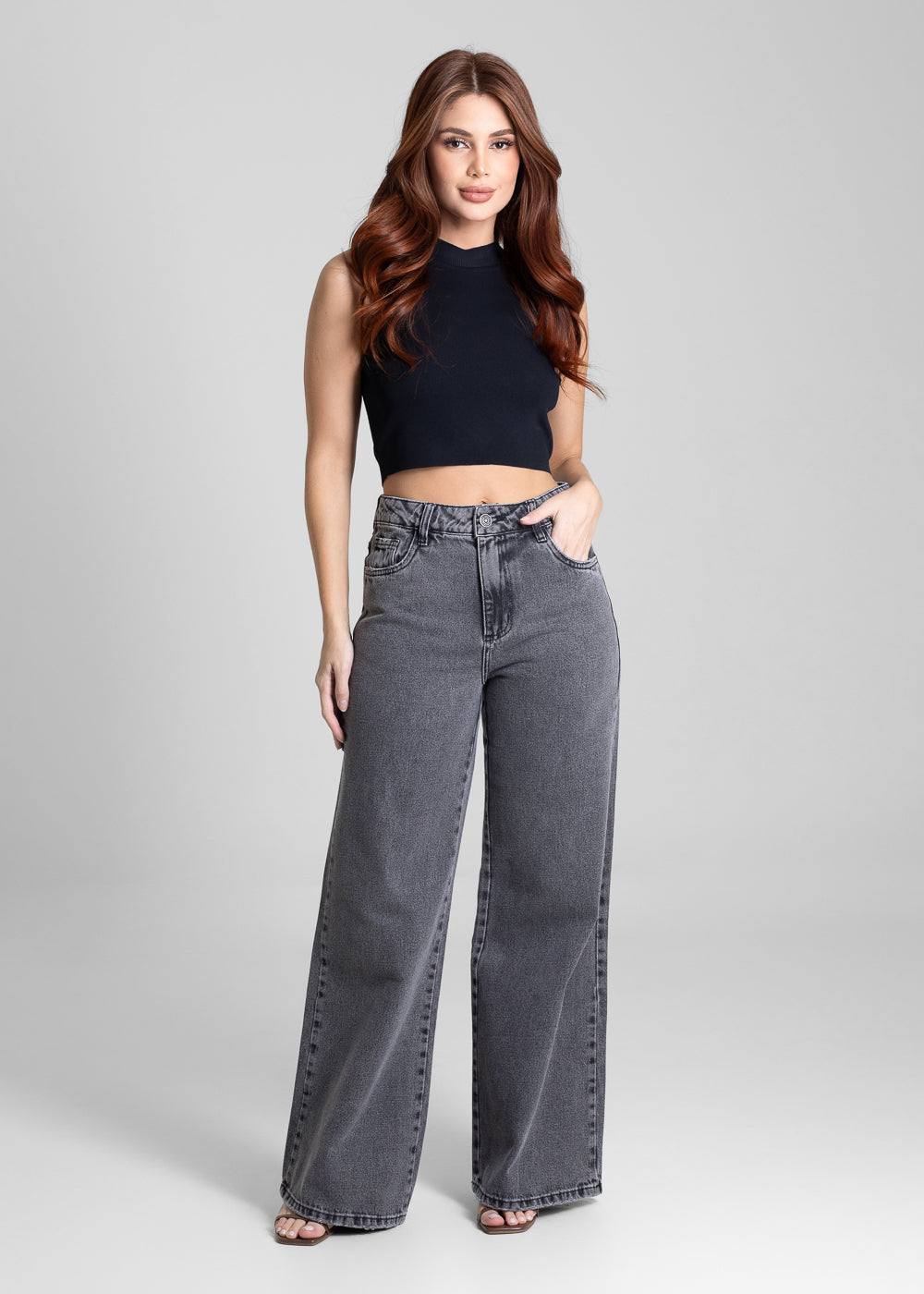 Calça Jeans Sawary Extra Wide Leg - 281603 PRETO